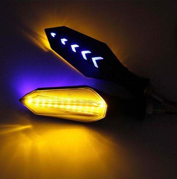 Blinklygter med dynamisk (løbende) gult lys - sæt m. 2 stk.