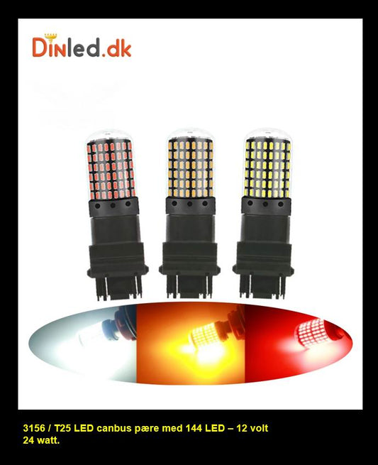 3156 LED pære med 144 LED og CANBUS, 12 - 24v