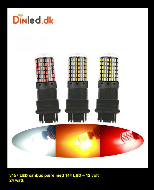 3157 LED pære med 144 LED og CANBUS,  12 - 24v