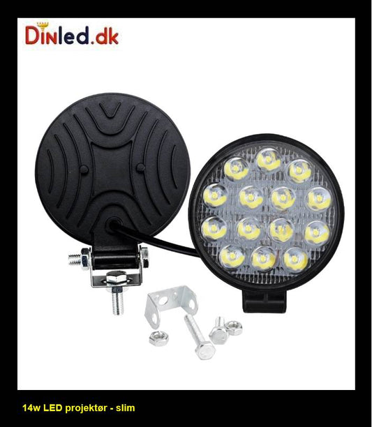LED køretøjs projektør 14 watt 12 - 24volt - SUPER SLIM