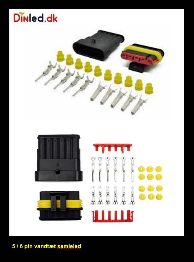 Vandtæt samleled til køretøjer, 5 pin - 6 pin