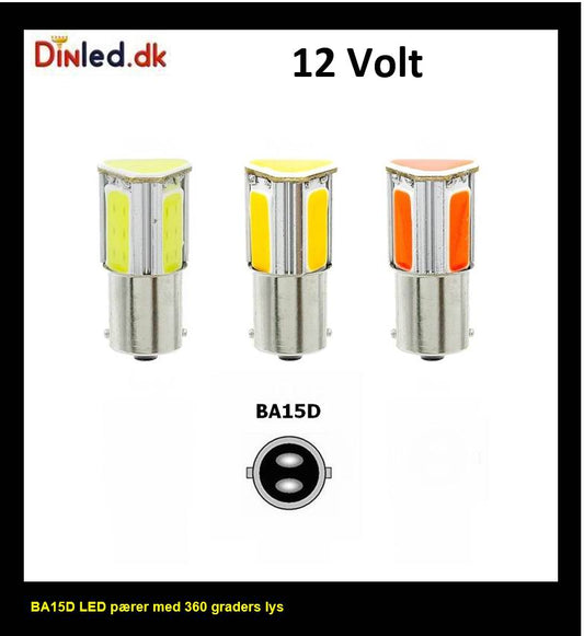 BAY15D COB LED pære - 12v