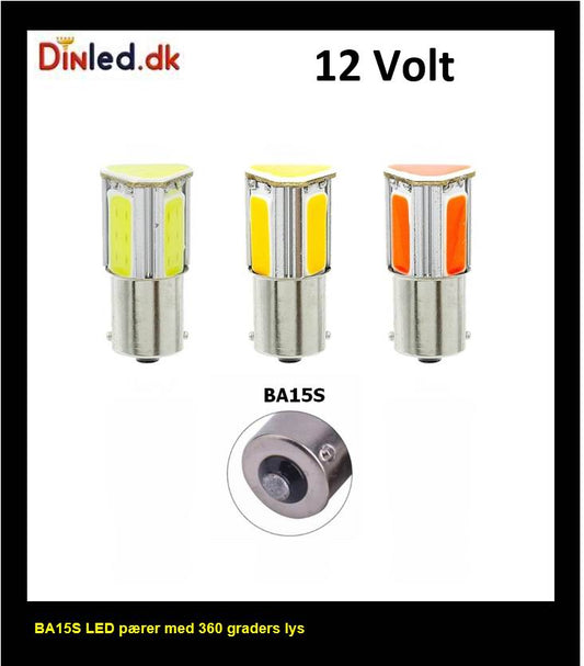 BA15S COB LED pære, 12v