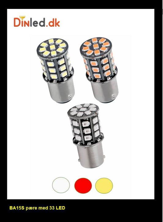 BA15S  LED pære med 33 LED - 12v