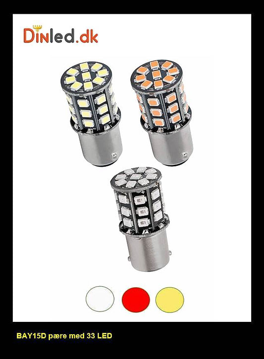 BAY15D LED pære med 33 LED - 12v