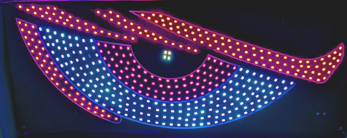 LED Devil Eyes - USB - 4 farvet. 300 x 120 mm - 11 funktioner