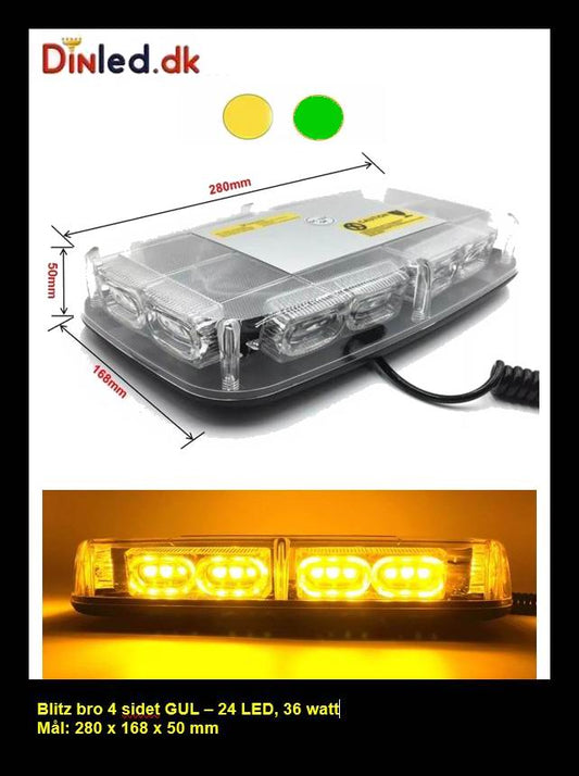 Lygtebro Blitzblink 24w, 12v / 24v GUL eller GRØN
