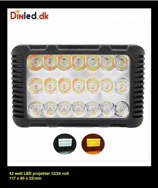 LED køretøjs projektør 42 watt 12 / 24 volt med blitzfunktion