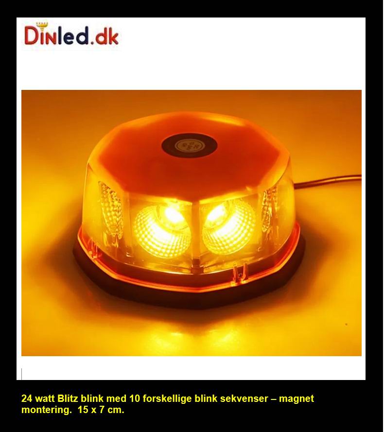 24 watt rund Blitzblink med magnet. 12v / 24v