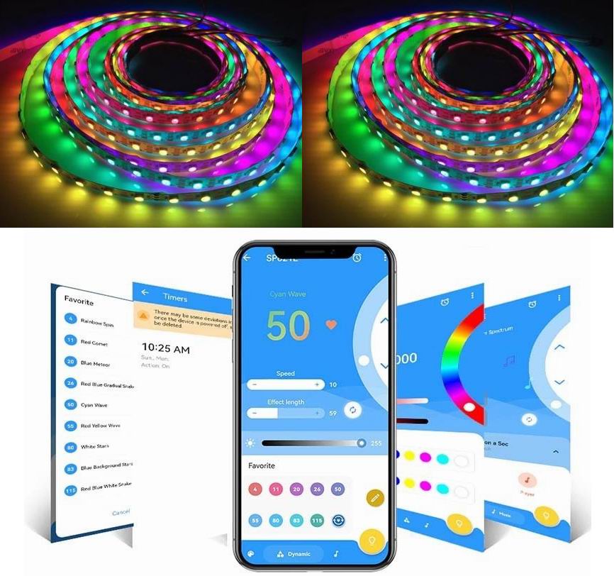 10 meter, 12 volt, 60 watt, 300 LED, MAGIC LED strip, vandtæt - WS2811 - KOMPLET SÆT