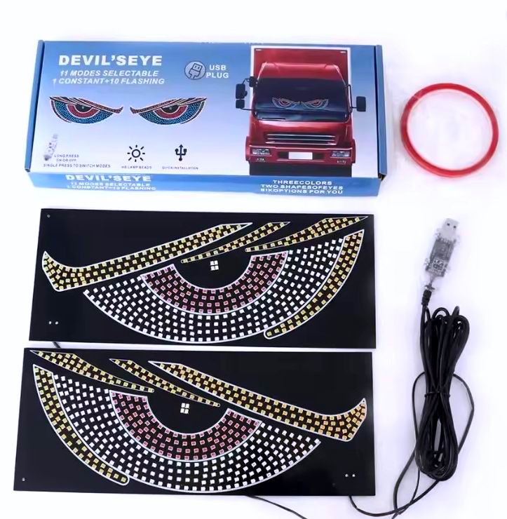 LED Devil Eyes - USB - 4 farvet. 300 x 120 mm - 11 funktioner