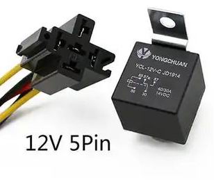 Relæ - 12 volt - 4 / 5 ben - KOMPLET