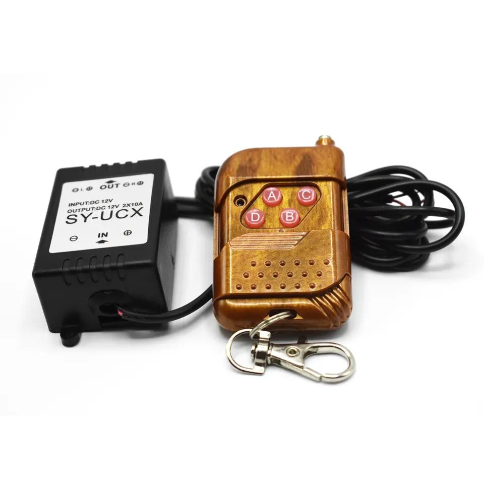 Controller med fjernbetjening 12v 2x10A - m. Blitz funktion