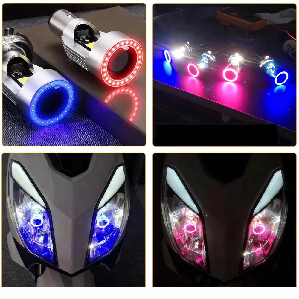 BA20D / H6 LED forlygtepærer til Scooter / Motorcykel med angel eye - 12v