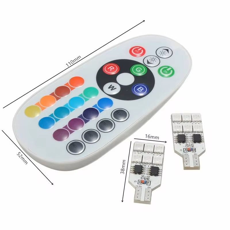 T10 W5W RGB kabinepærer med fjernbetjening