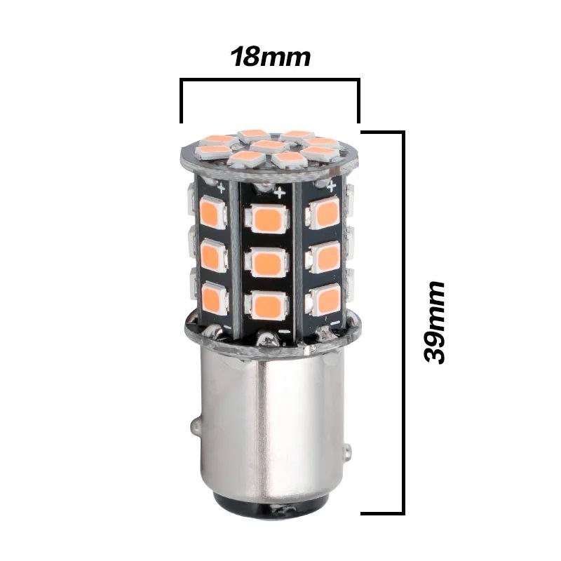 BA15S LED pære med 33 LED - 12v