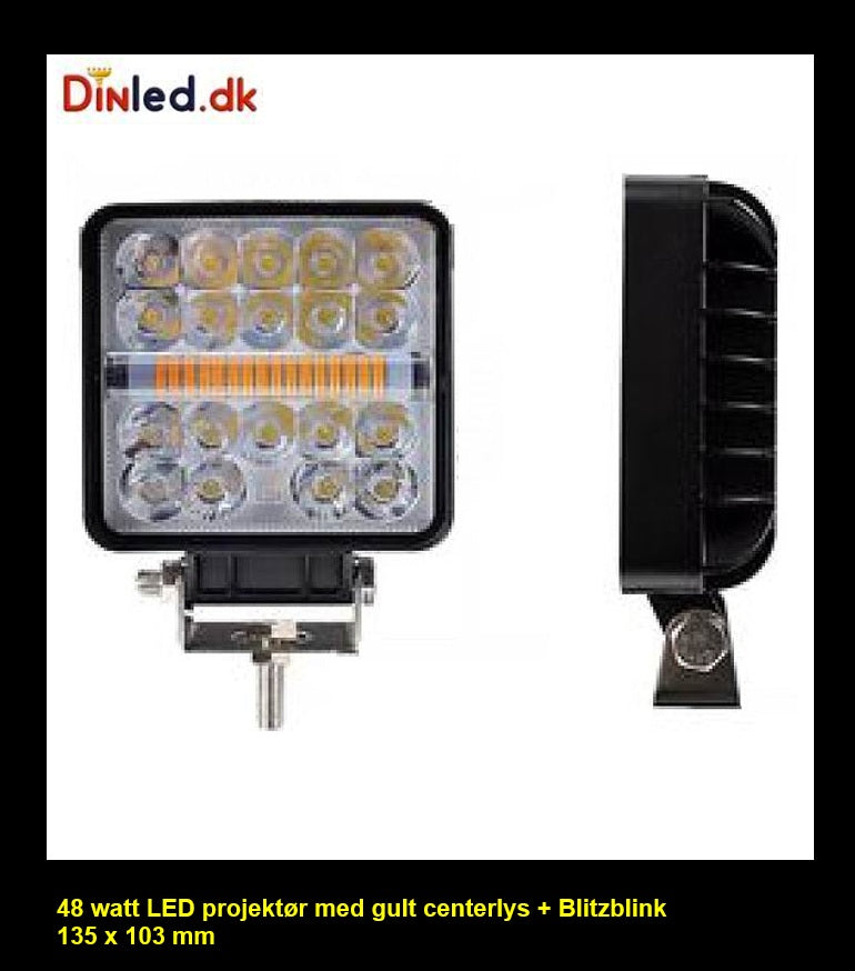 LED køretøjs projektør48 watt hvid / gul / blitzblink 12 - 80 volt