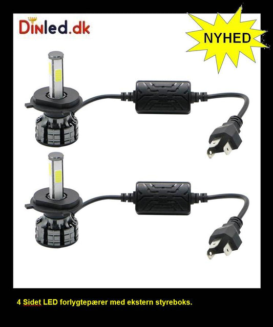 4 sidet LED forlygtepærer med ekstern styreboks