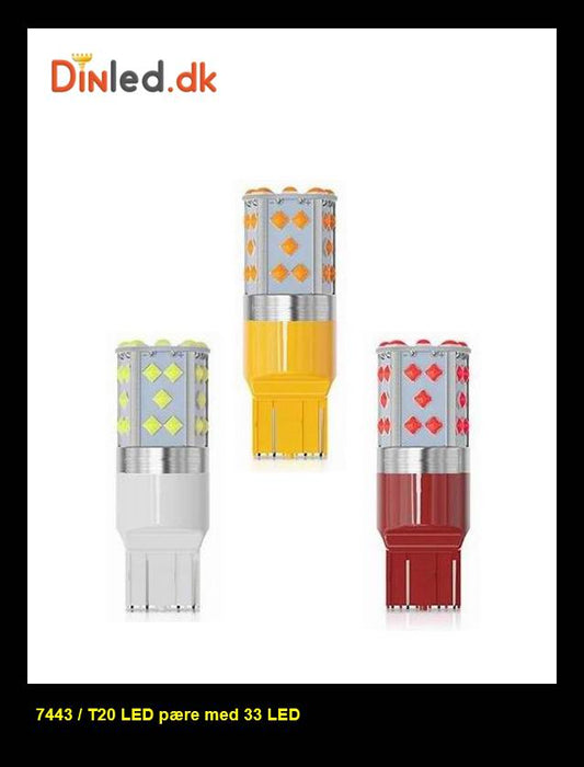 7443 / T20 CANBUS LED  pære - 24 watt, 12v