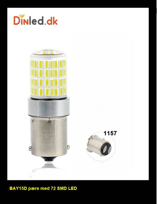 BAY15D LED pære med 72 LED - 12v