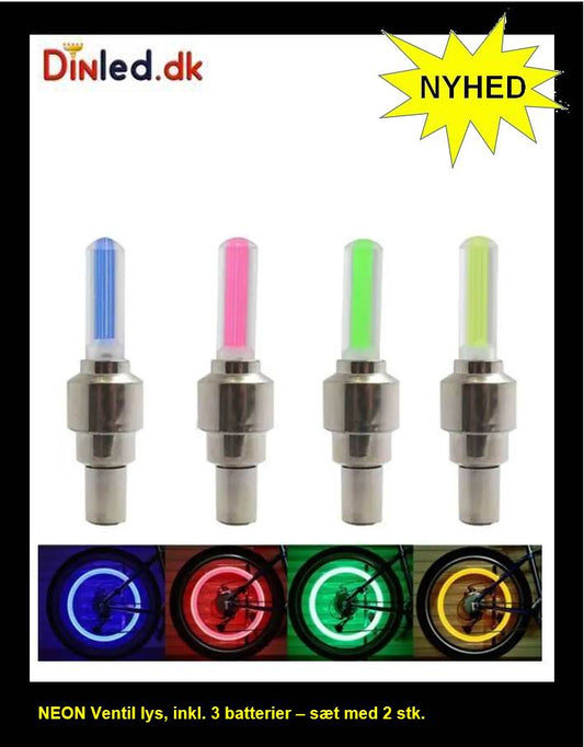 Neon ventil lys - sæt med 2 stk.
