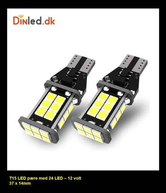 T15 W16W LED  pære - 24 SMD LED, 12v - CANBUS