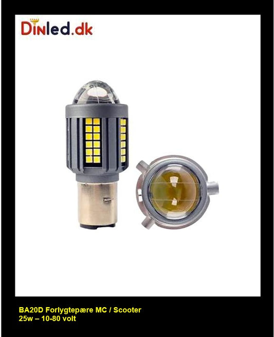 LED forlygtepærer til Scooter  / Motorcykel - 10-80v - 25w - BA20D / H6