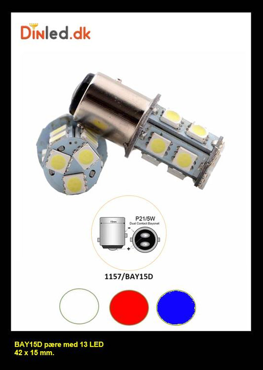 BAY15D LED pære med 13 SMD LED - 12v