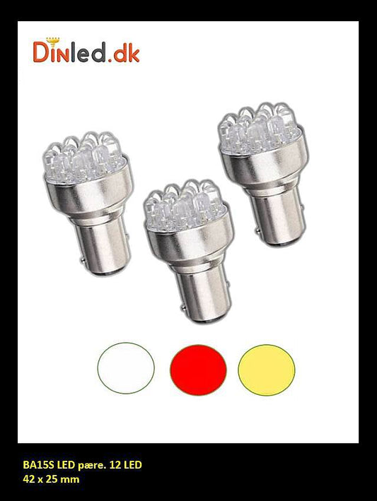 BA15S LED pære med 12 LED - 12v