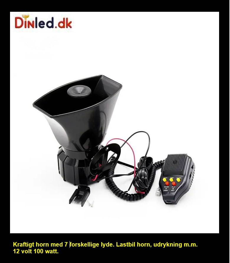 Multifunktion horn med 7 forskellige lyde. 12v 100 watt