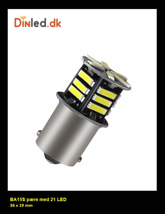 BA15S LED pære med 21 LED - 12v