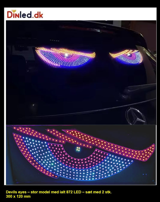 LED Devil Eyes - USB - 4 farvet. 300 x 120 mm  - 11 funktioner