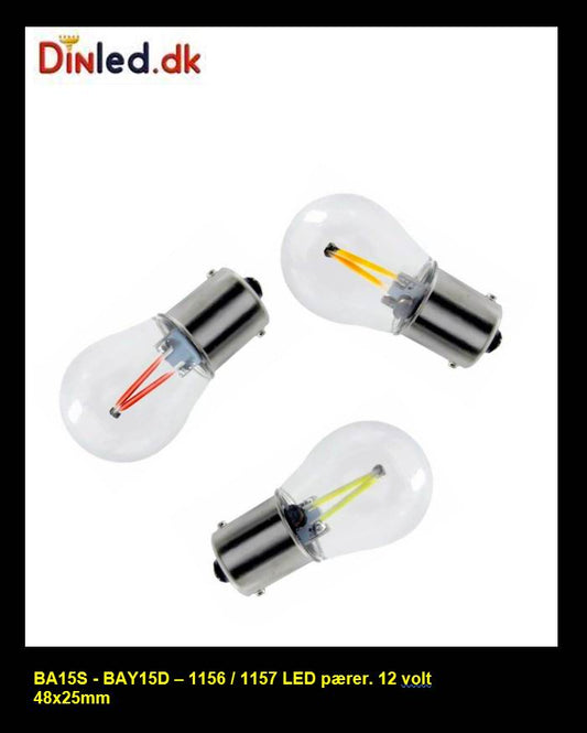 BA15S filament LED pære, 12v