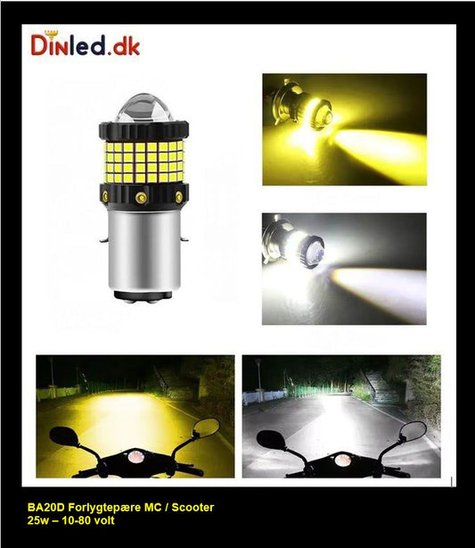 LED forlygtepærer til Scooter  / Motorcykel - 10-80v - BA20D / H6