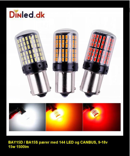 BAY15D 144 LED pære med CANBUS - 12 - 24v