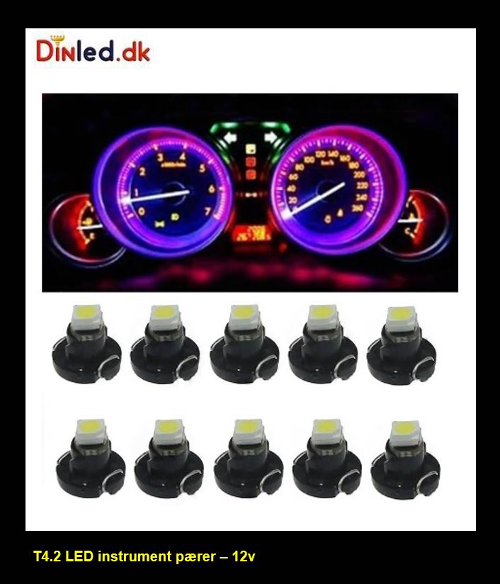 T4.2 LED Instrument pærer - sæt med 5 stk., 12v