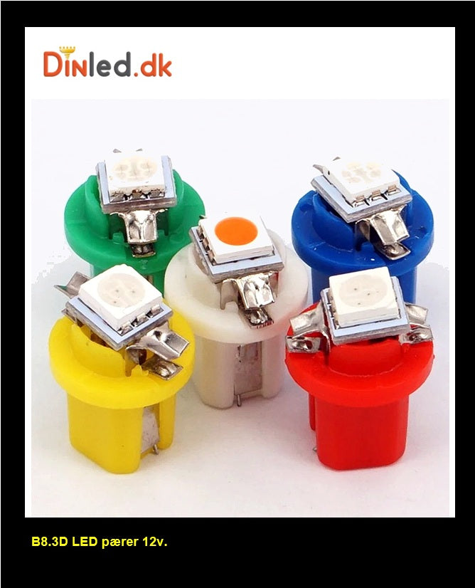 B8.3D LED Instrument pærer - sæt med 5 stk., 12v