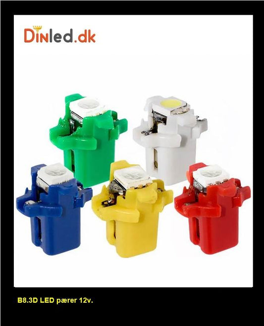 B8.3D LED Instrument pærer - sæt med  5 stk., 12v
