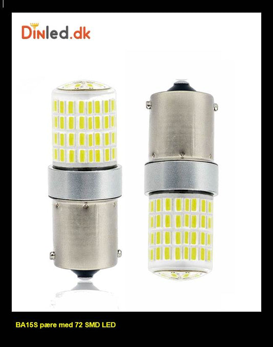 BA15S LED pære med 72 LED - 12v