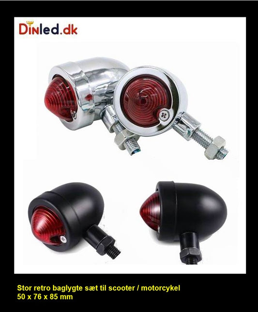 Retro baglygter til Scooter  / Motorcykel - sæt med 2 stk.