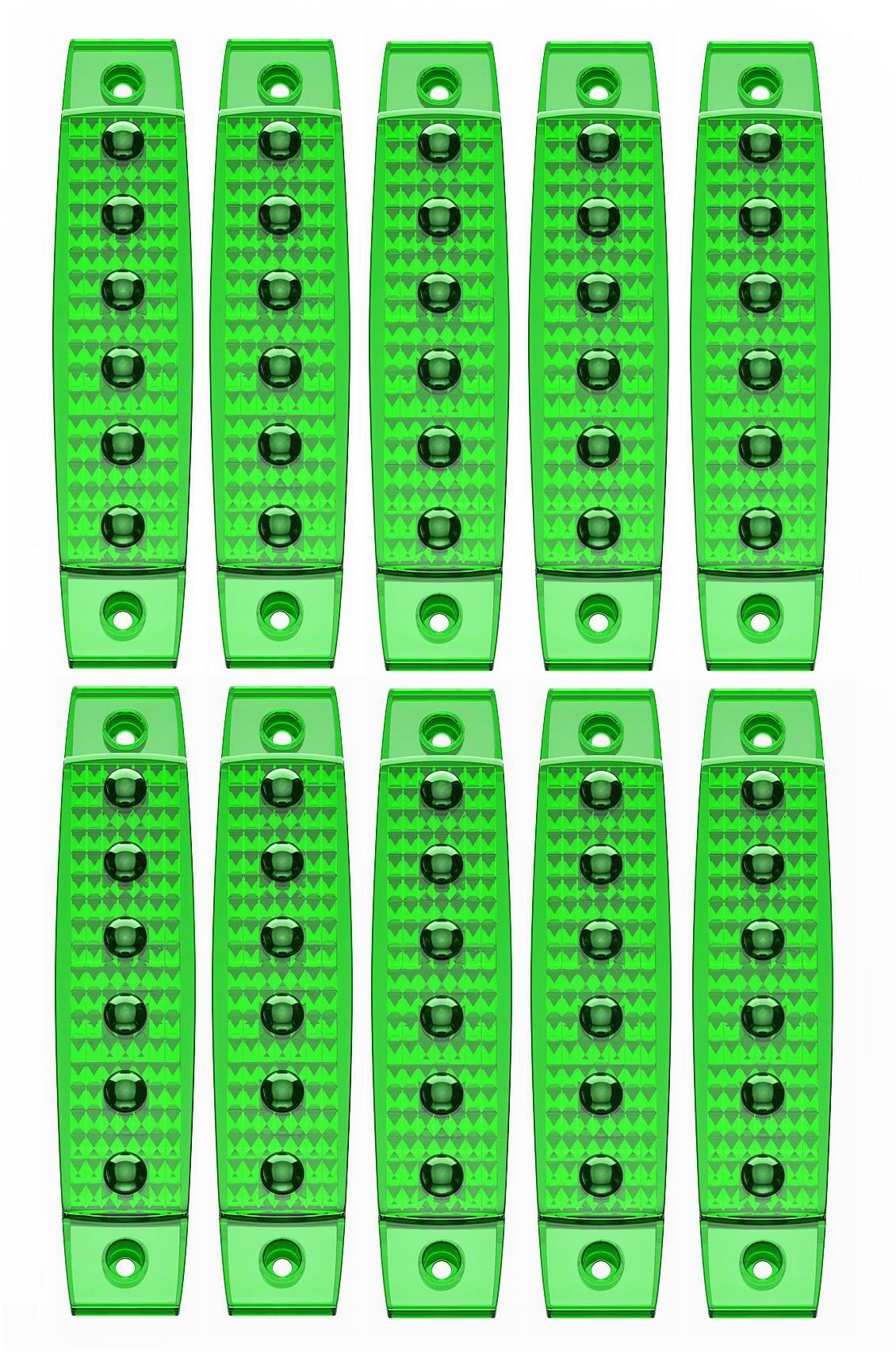 6 LED markeringslygte, 12v - GRØNNE - 10 stk