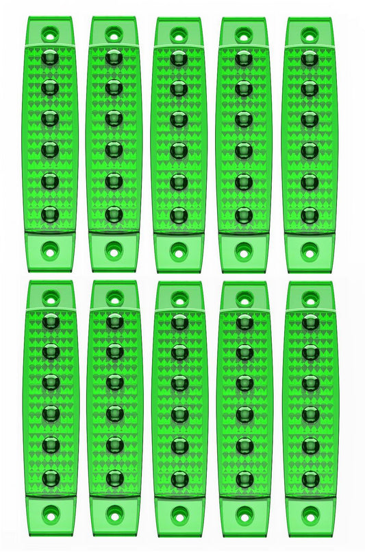 6 LED markeringslygte, 12v - GRØNNE - 10 stk