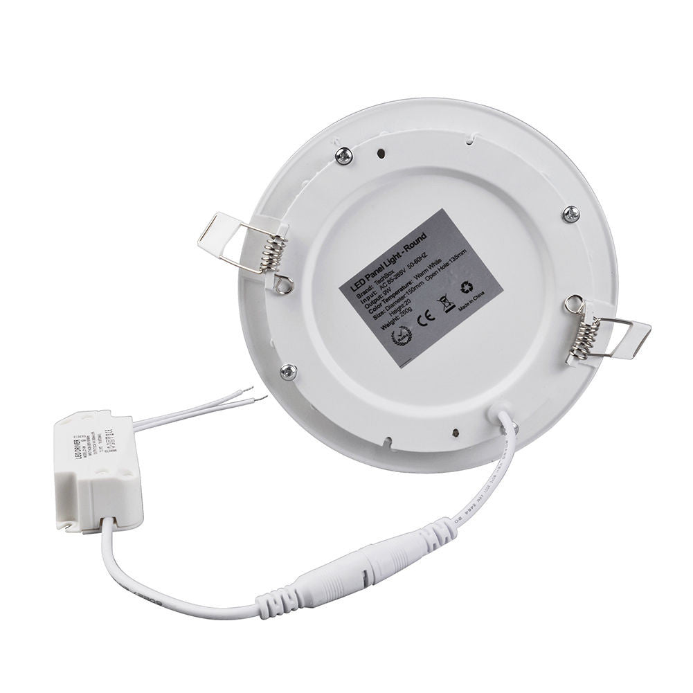 LED Indbygningslys rund 9w 220v, varmt lys - LAGER RYDNING