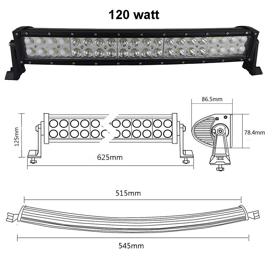 Buet LED Lys bro / lys bar 12/24 volt 120 - 180 - 240 - 300 watt