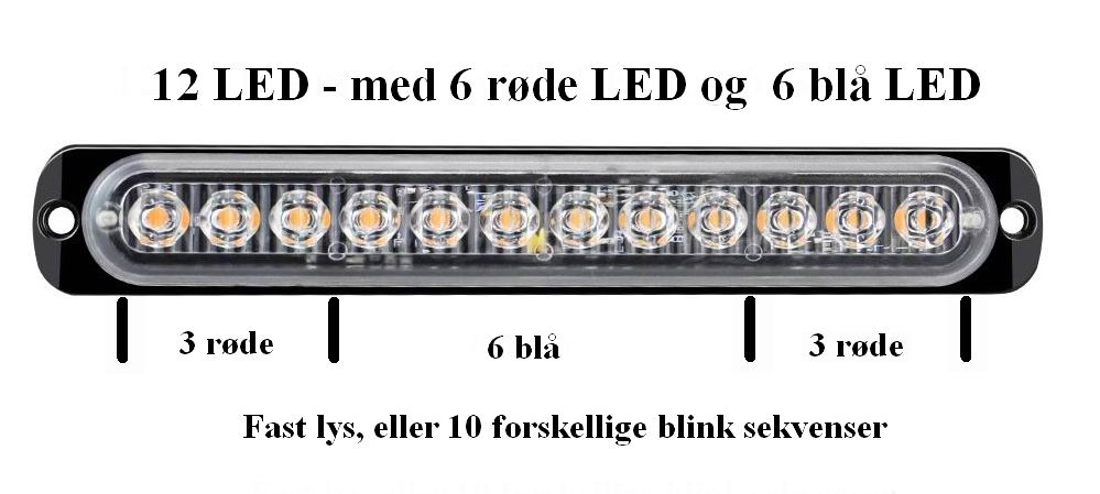 12 LED Blitzblink / strobe blink 12v / 24v - Aflang