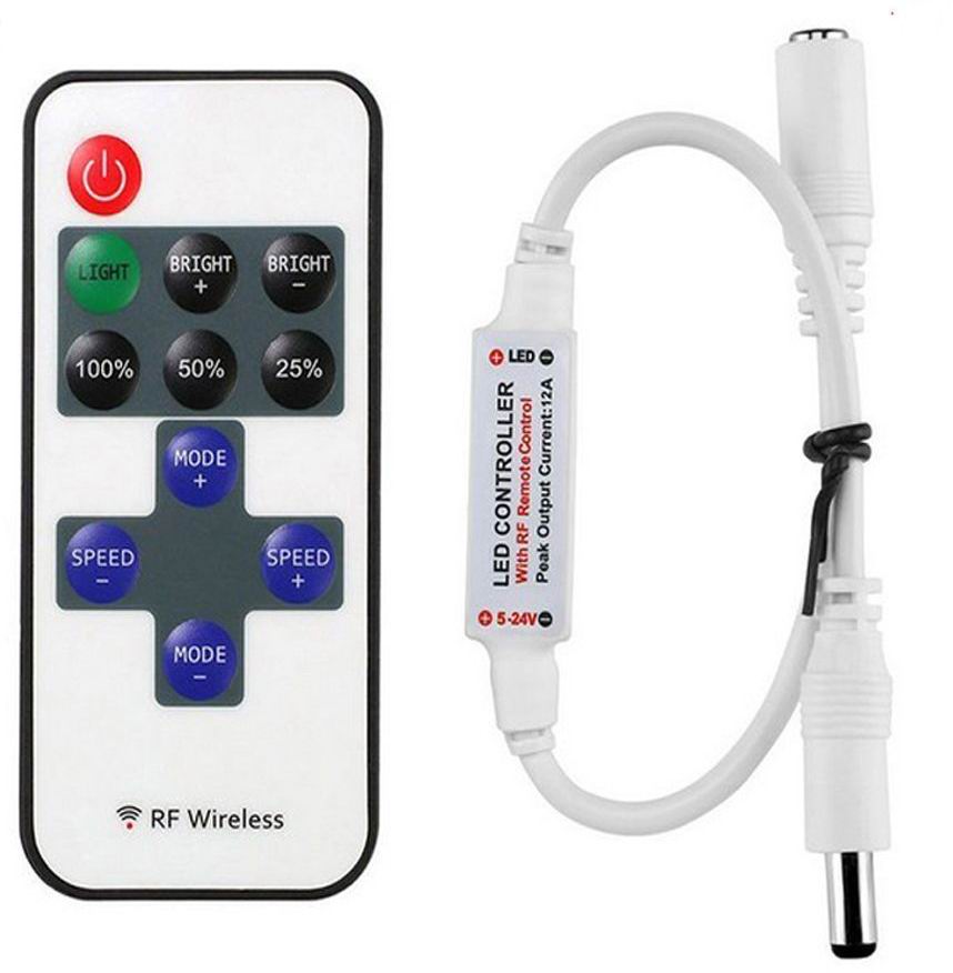 RF LED controller med fjernbetjening 12/24v - Ensfarvede LED