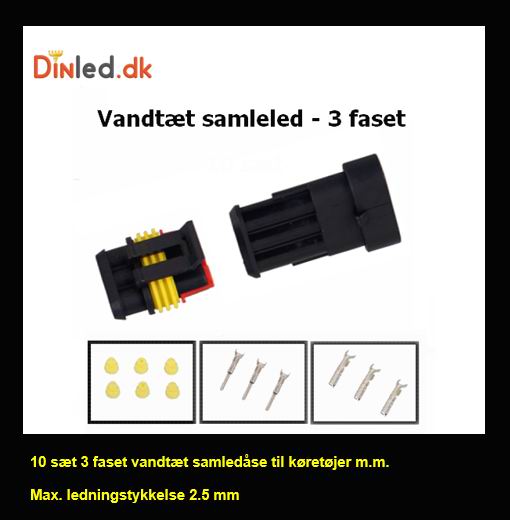 Vandtæt samleled til køretøjer 3-faset 1-10 sæt