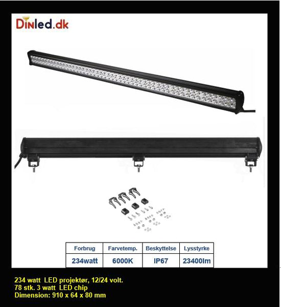 LED Lys bro / lys bar 234 - 288 watt 12/24 volt - Combo