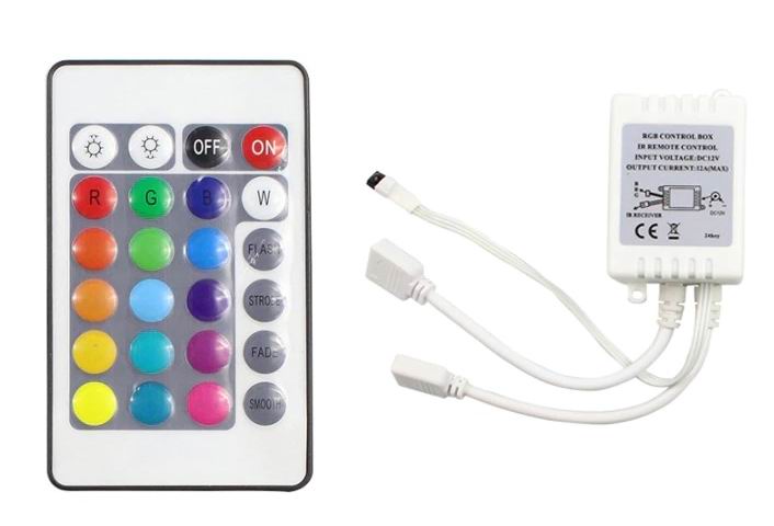 LED controller med fjernbetjening 12v til RGB strips - 24 knapper