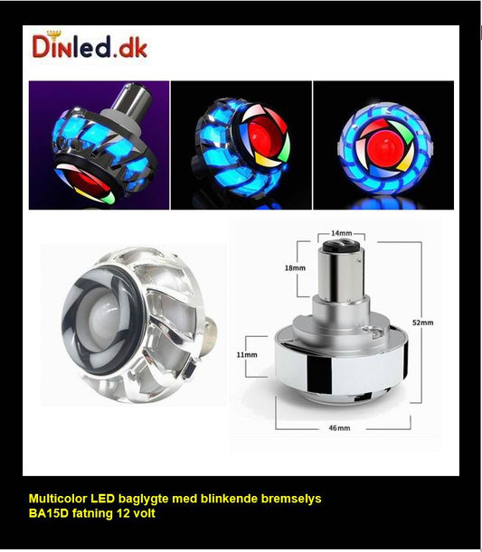 Multicolor baglygte pære med blinkende bremselys - Scooter
